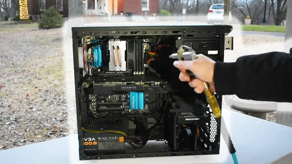 how to clean a computer using an air compressor